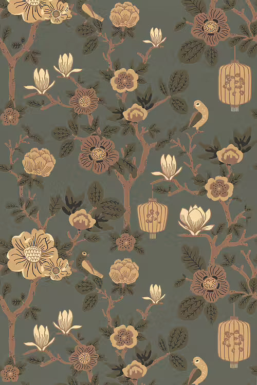 Tokyo Tea Party Wallpaper - Blue-Green