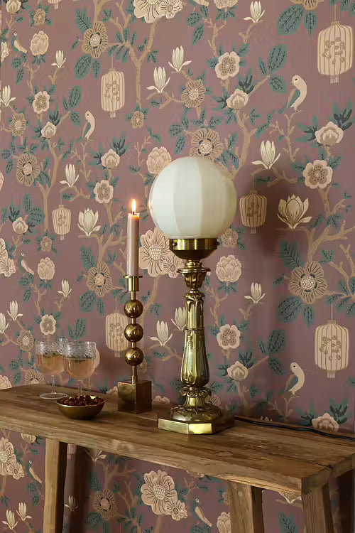 Tokyo Tea Party Wallpaper - Rioja Red