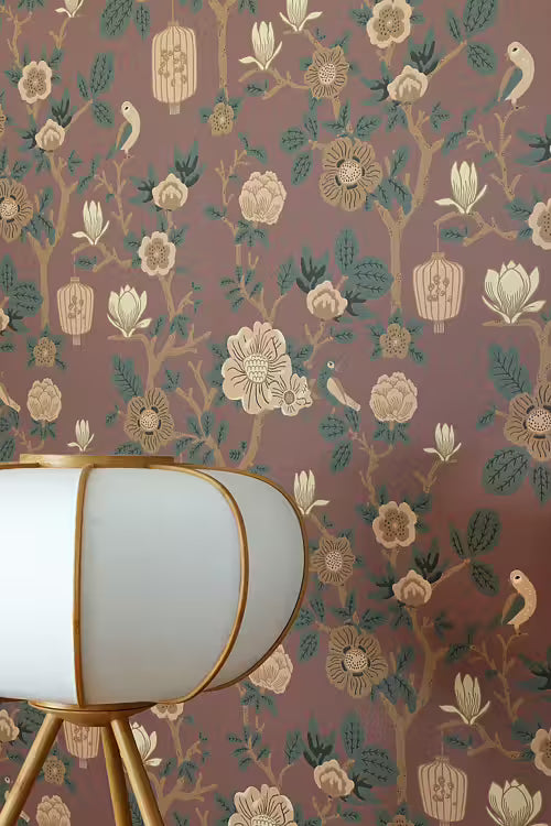Tokyo Tea Party Wallpaper - Rioja Red