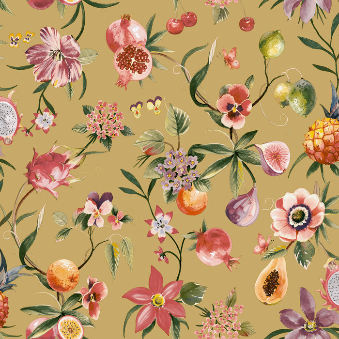 Tropica – Fruit & Floral Wallpaper – Ochre