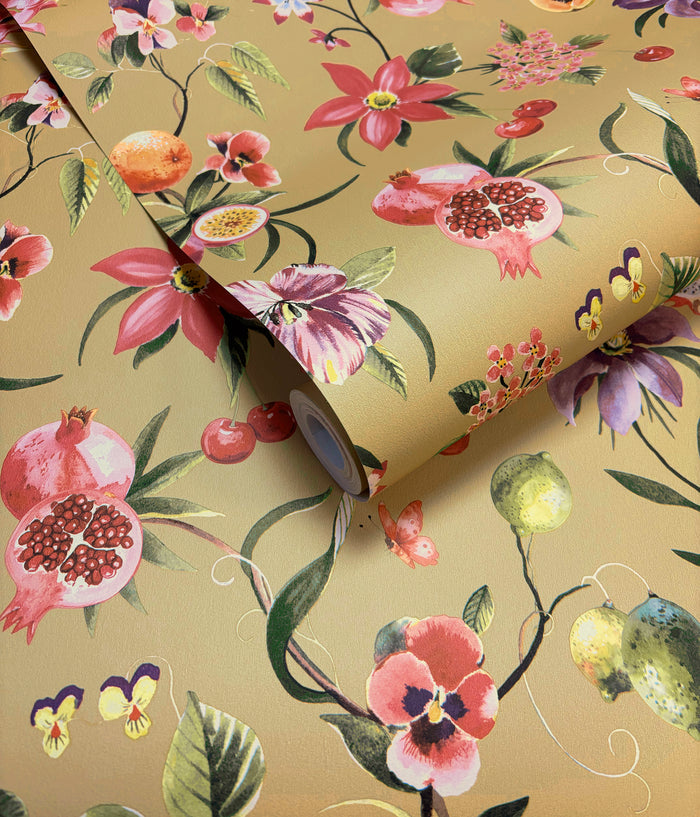 Tropica – Fruit & Floral Wallpaper – Ochre