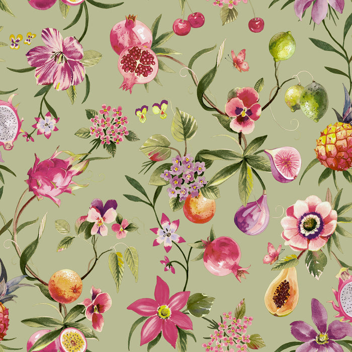 Tropica – Fruit & Floral Wallpaper – Sage