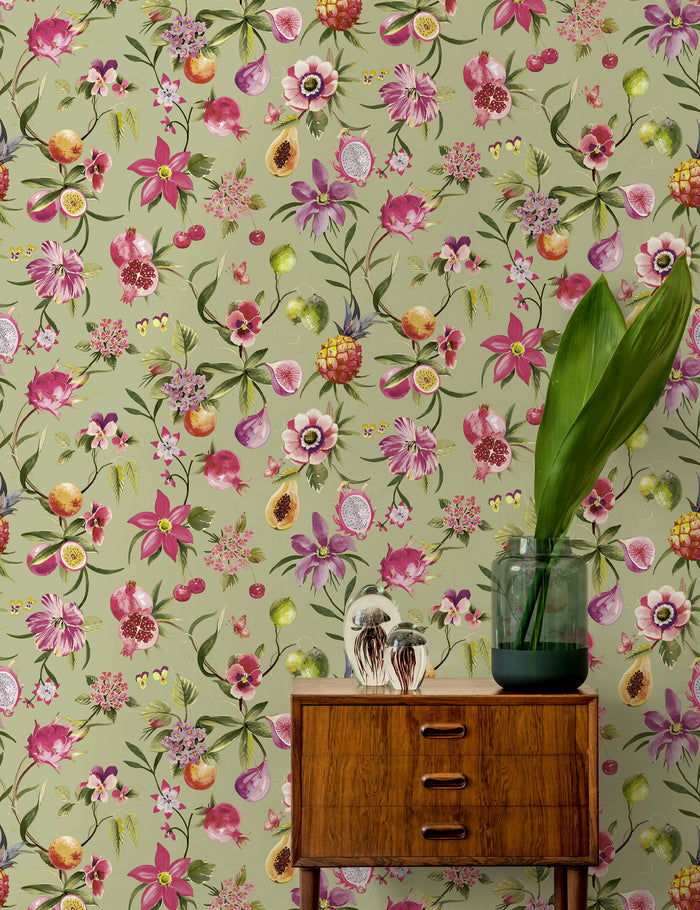 Tropica – Fruit & Floral Wallpaper – Sage