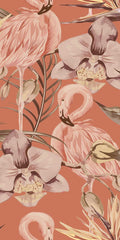 Tropical Shore Flamingo Hybrid Mural - Terracotta