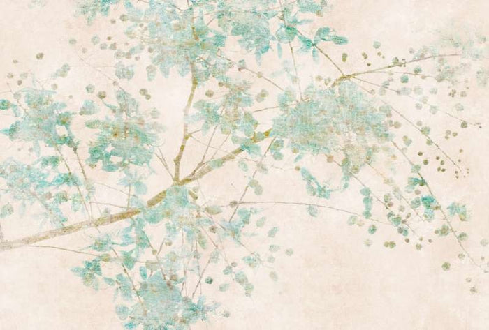 Turquoise Blossom Cascade - Custom Sized Wallpaper Mural (per m2)