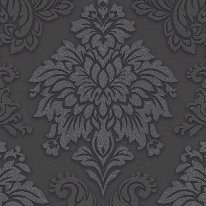 Two Toned Damask Wallpaper - Black