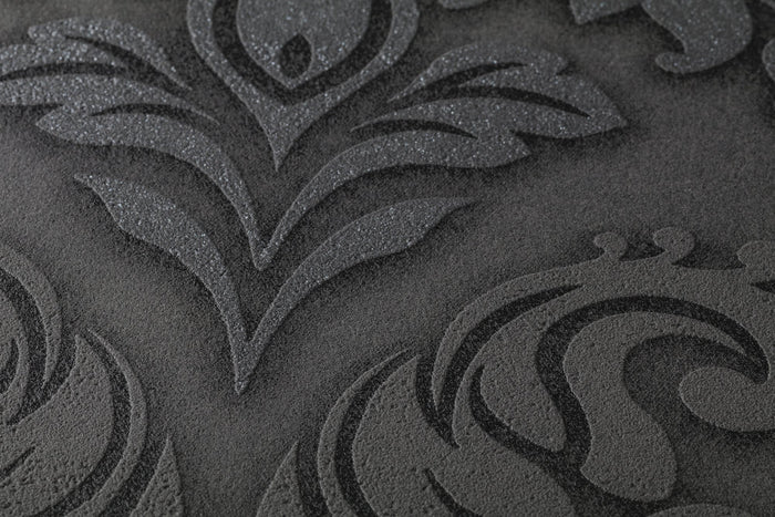 Two Toned Damask Wallpaper - Black