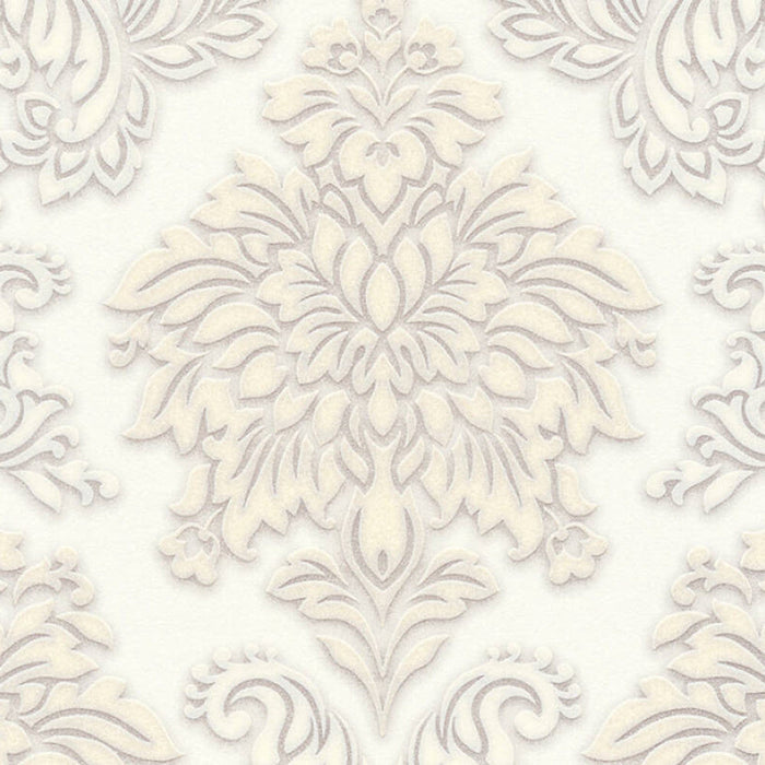 Two Toned Damask Wallpaper - Cream
