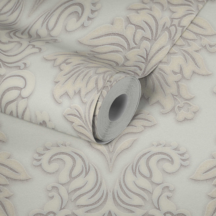Two Toned Damask Wallpaper - Cream