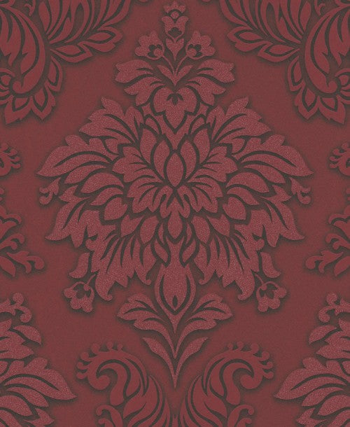 Two Toned Damask Wallpaper  - Red