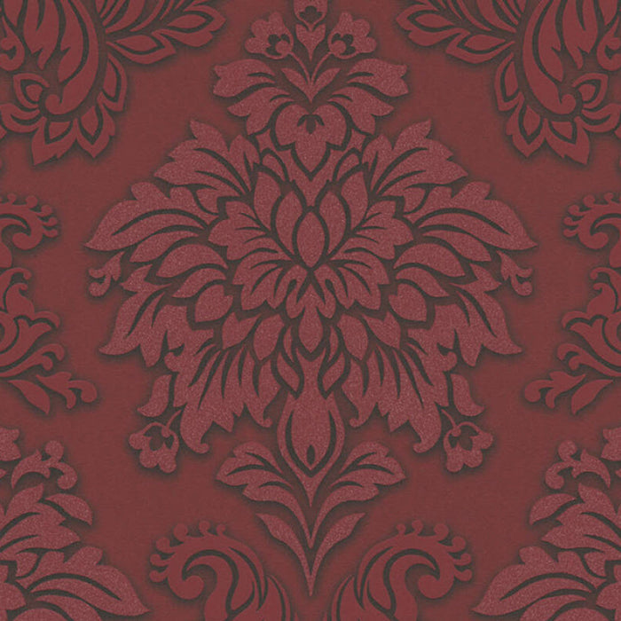 Two Toned Damask Wallpaper  - Red