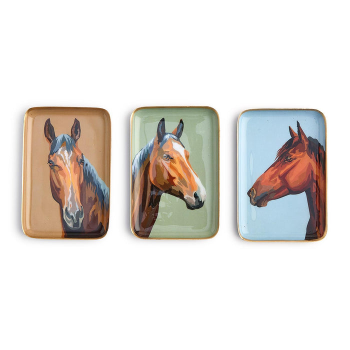 Two's Co. Horse Country Metal Trinket / Desk Trays