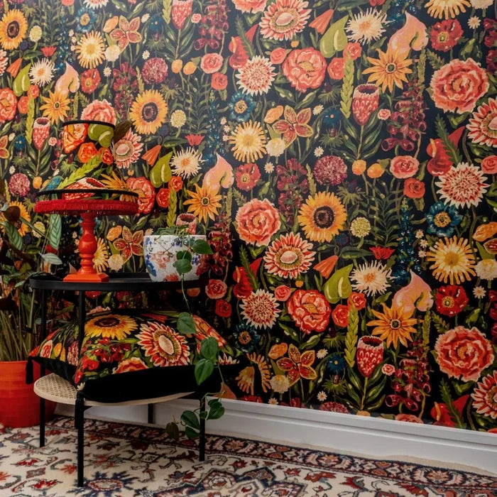 Utopia Floral Wallpaper - Jet