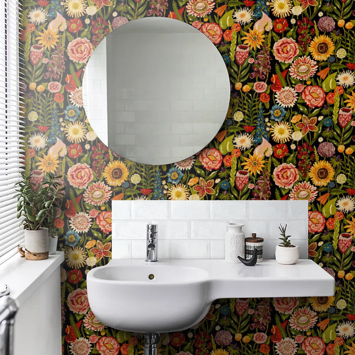 Utopia Floral Wallpaper - Jet