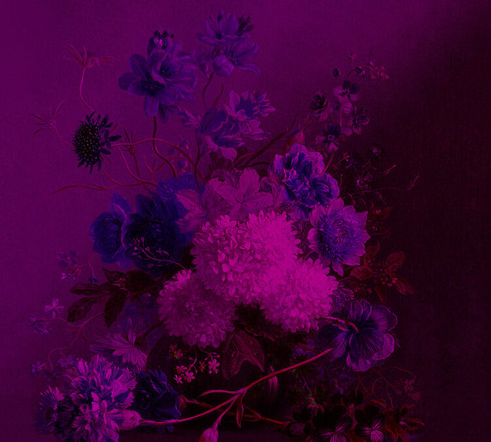 Vibrant Bouquet - Custom Sized Wallpaper Mural (per m2) - Deep Purple