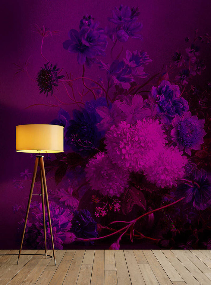 Vibrant Bouquet - Custom Sized Wallpaper Mural (per m2) - Deep Purple