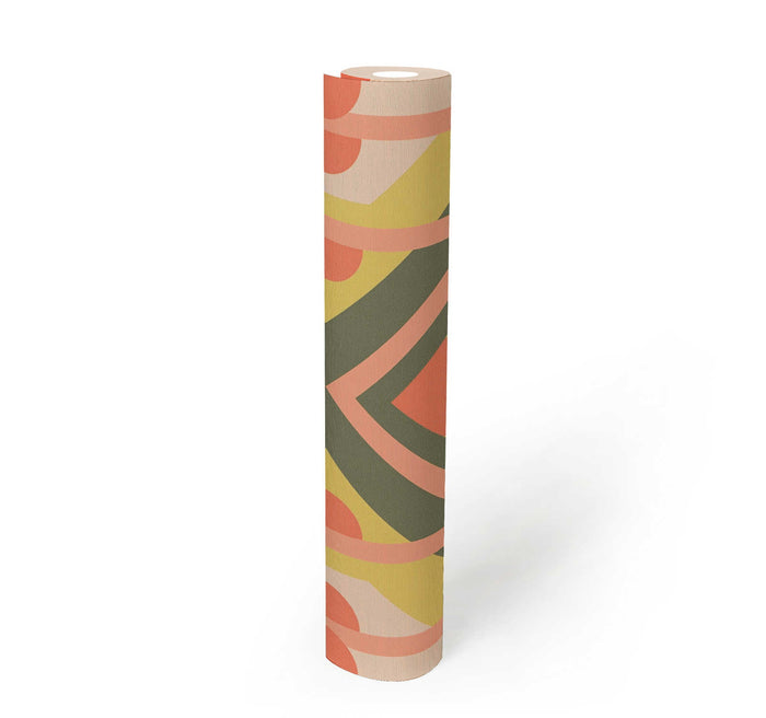 Vibrant Retro Fusion Wallpaper - Green/Pink