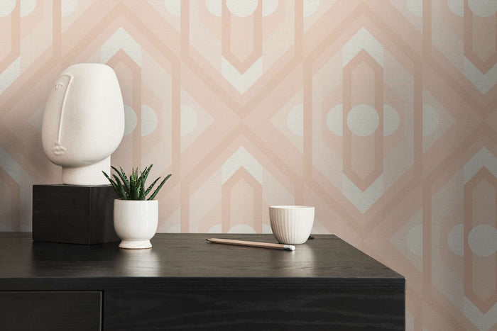 Vibrant Retro Fusion Wallpaper - Peach/Beige