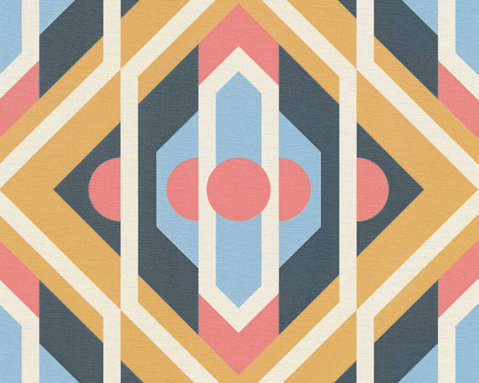 Vibrant Retro Fusion Wallpaper - Yellow/Blue