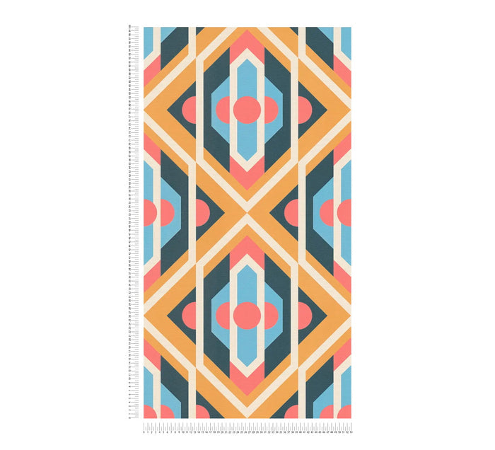 Vibrant Retro Fusion Wallpaper - Yellow/Blue