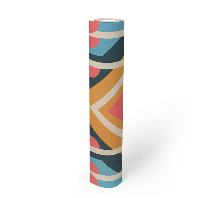 Vibrant Retro Fusion Wallpaper - Yellow/Blue