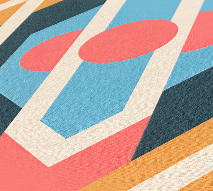 Vibrant Retro Fusion Wallpaper - Yellow/Blue