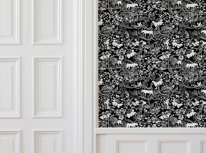 Vines - Custom Sized Wallpaper Mural (per m2) - Black/White