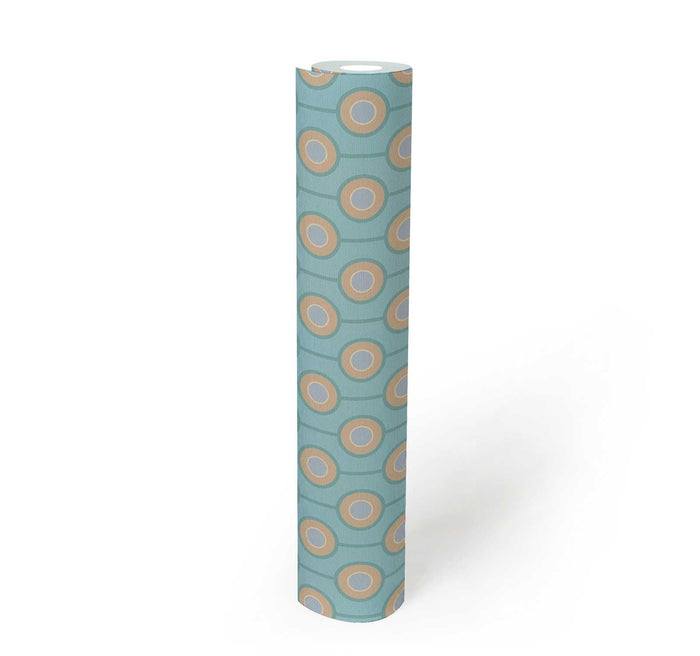 Vintage Dotted Wallpaper - Blue/Beige