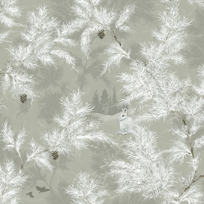 Vintergläntan Winter Garden Wallpaper - Grey