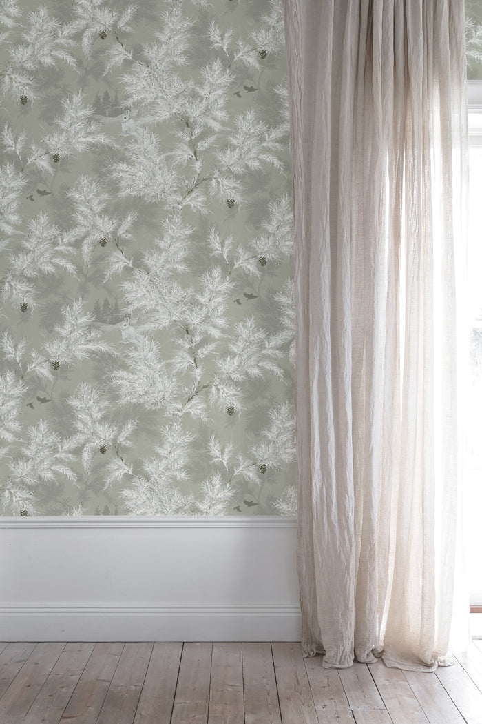 Vintergläntan Winter Garden Wallpaper - Grey