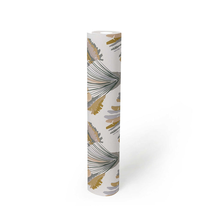 Watercolour Fan Trees Wallpaper - White/Grey - Discontinuing