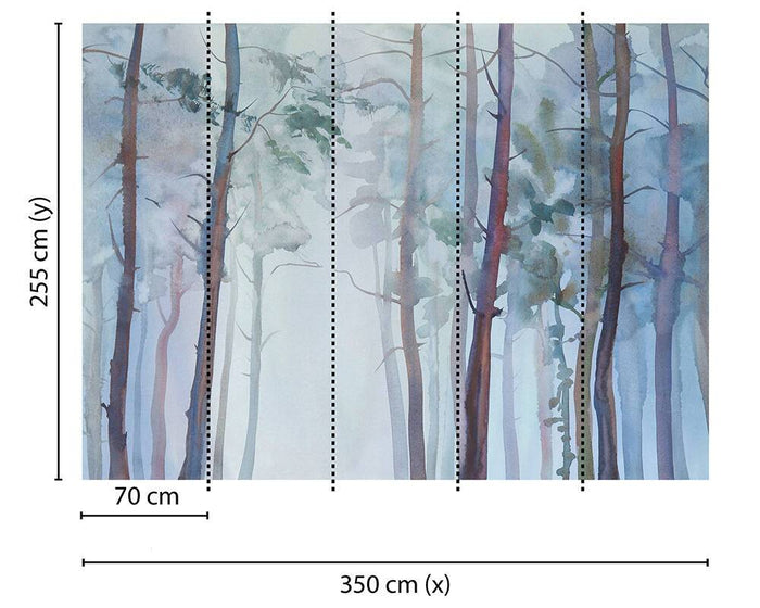 Watercolour Forest Mural - Details