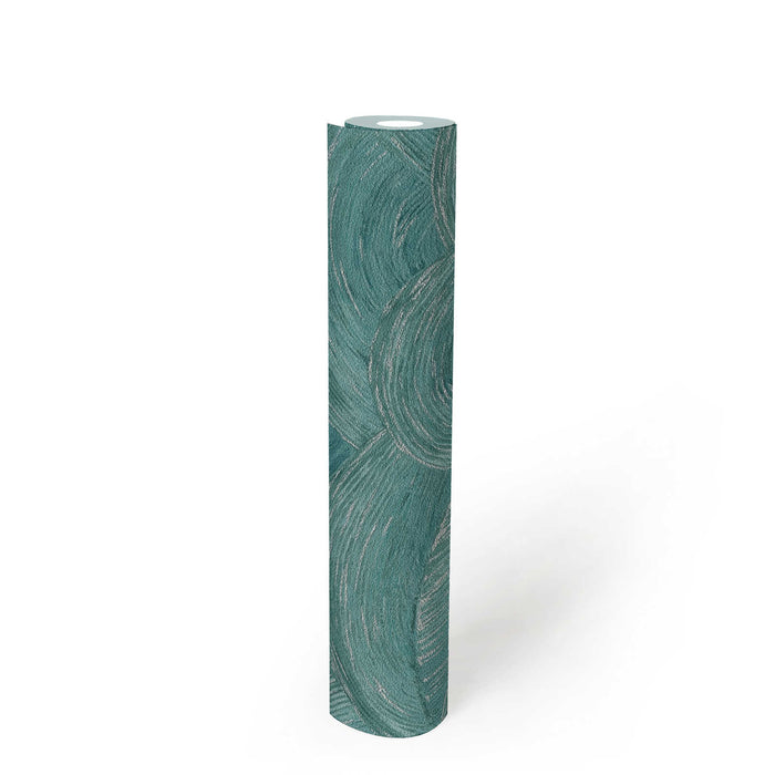 Wave Textured Vinyl Wallpaper - Green/Silver
