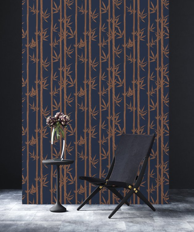 Waya Luxe Bamboo Wallpaper - Dark Blue