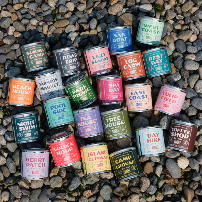 The West Coast Soy Candle from the Happy Place Collection: your shortcut to happiness in a jar, complete with nature’s perfume and zero hiking required!