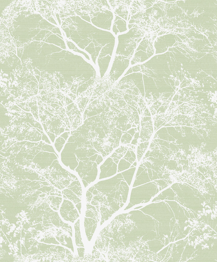 Whispering Tree Wallpaper - Green Glitter