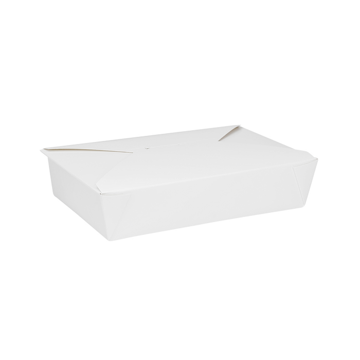 White Microwavable Folded Paper #2 Take-Out Container - Karat Fold-To-Go Box - 54oz - 7.8" X 5.5" X 1.8" - 200 Count-To-Go Packaging-Karat-Restaurant Supply Drop