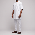 White Textured Lace Buba & Sokoto Set