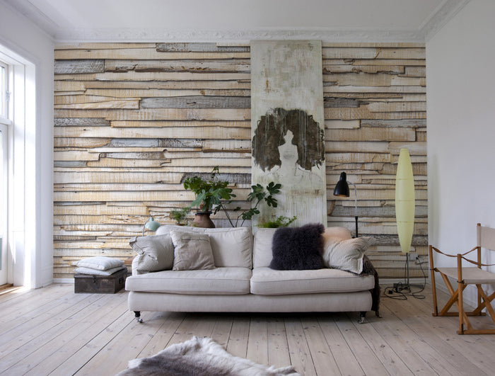Whitewashed Wood - Custom Sized Mural Wallpaper (per m2)