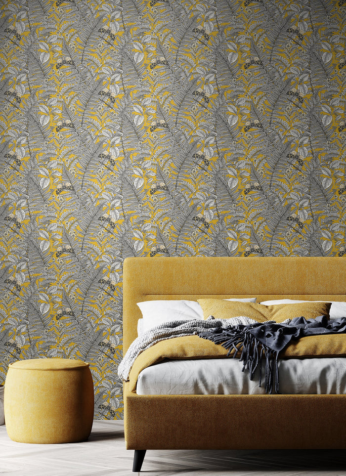 Wild Ferns Wallpaper - Mustard