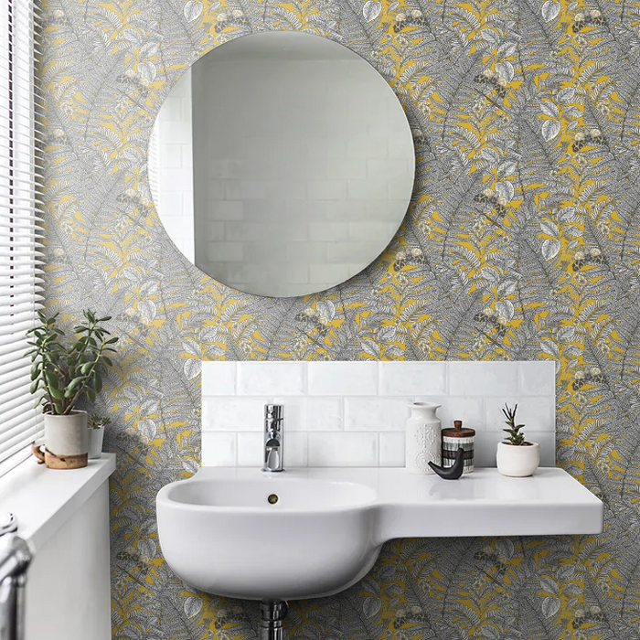 Wild Ferns Wallpaper - Mustard