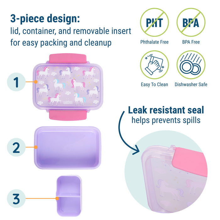 Wildkin Unicorn Reusable Food Container Bento Box