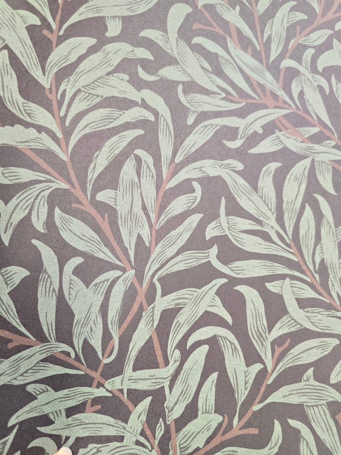 Willow Leaf Wallpaper - Black and Green