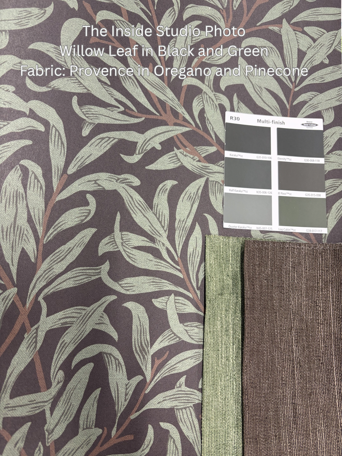 Willow Leaf Wallpaper - Black and Green