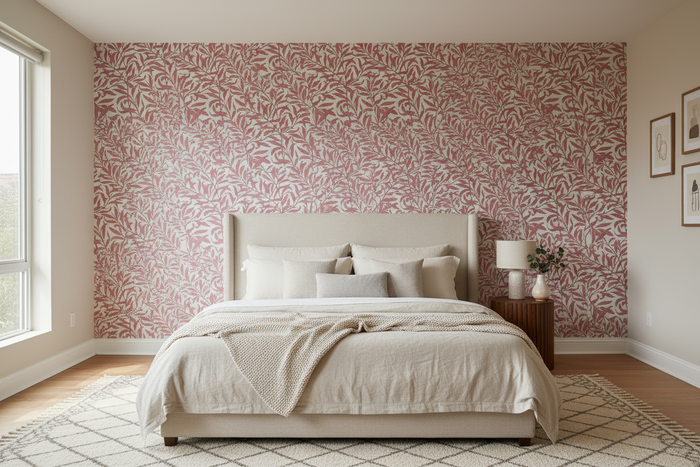 Willow Leaf Wallpaper - Burnt Red