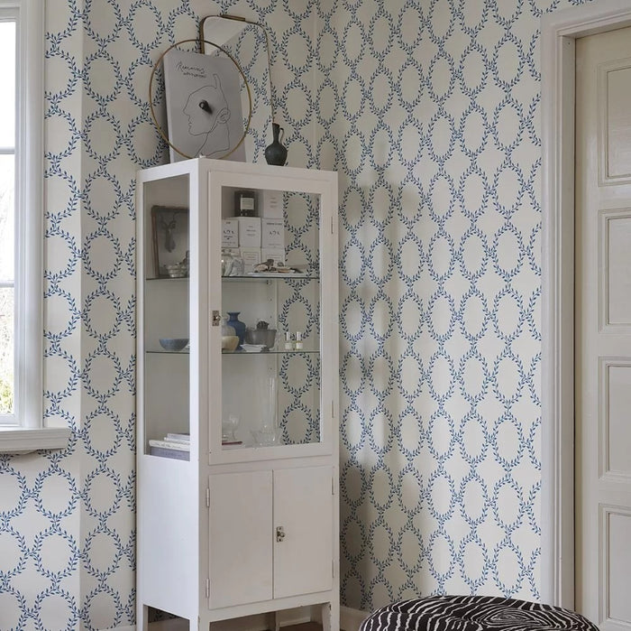 Wilma Wallpaper - White Blue