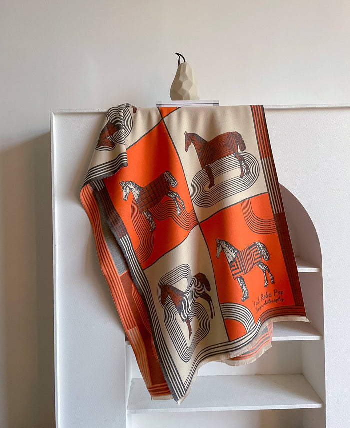 Winding River - Equestrian Orange / Gray Reversible Wrap