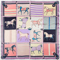 Winding River - Equestrian Pink Trotting Horse Poly Scarf