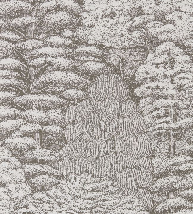 Woodland Toile Wallpaper - Ivory and Charcoal