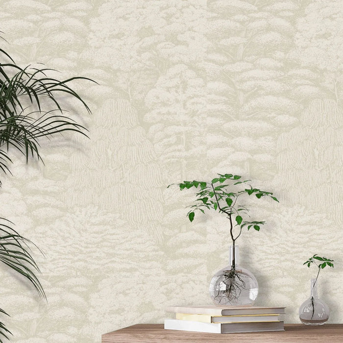 Woodland Toile Wallpaper - Ivory and Neutral